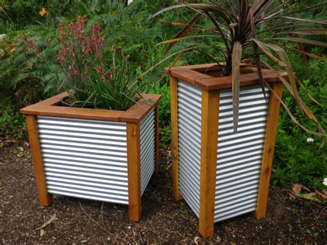 large corrugated metal planter boxes|garden boxes with corrugated metal.